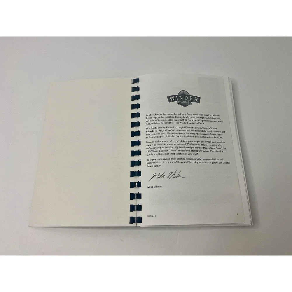 Favorite Winder Farms Family Recipes‎ Spiral Bound Cookbook 2009